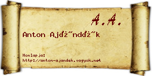 Anton Ajándék névjegykártya